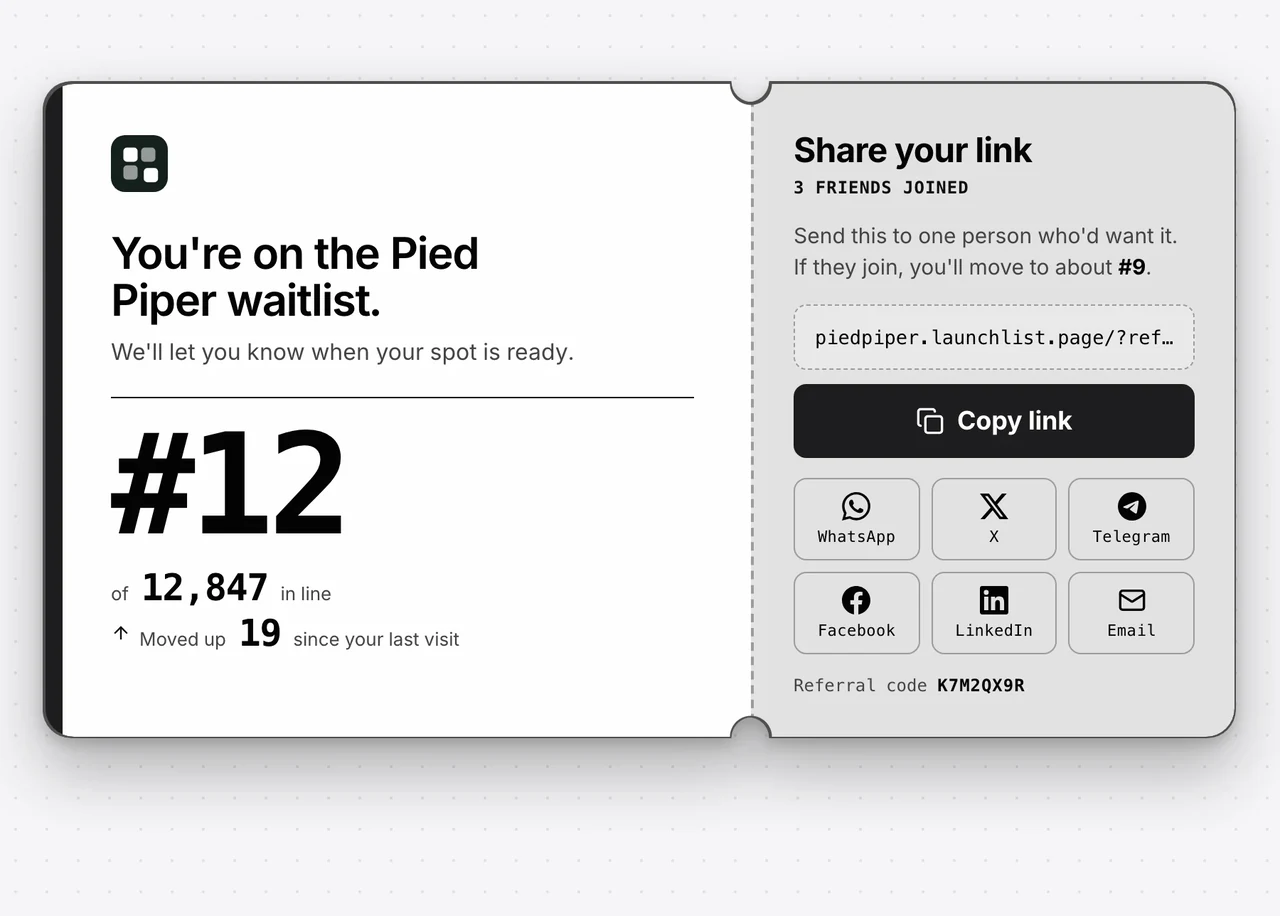 Pied Piper's thank-you page in the Ticket status page design