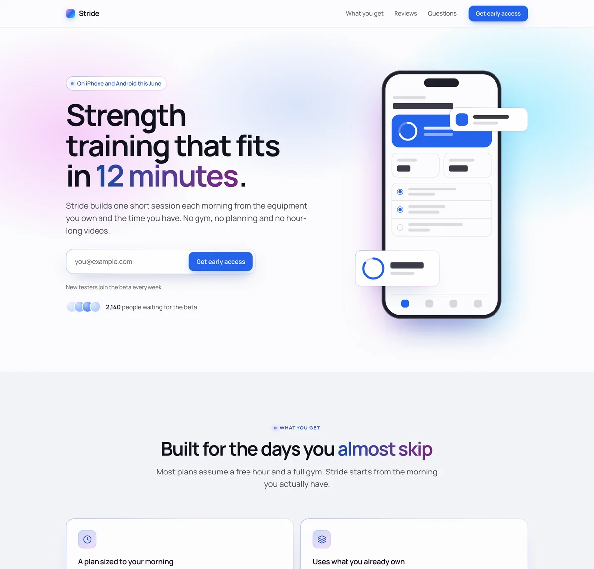 Stride: app waitlist landing page template