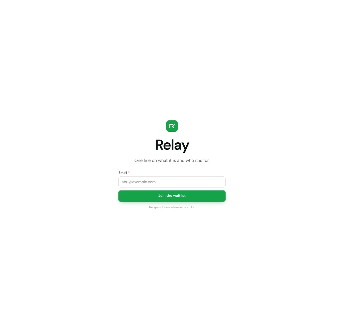 One screen: coming soon waitlist page template